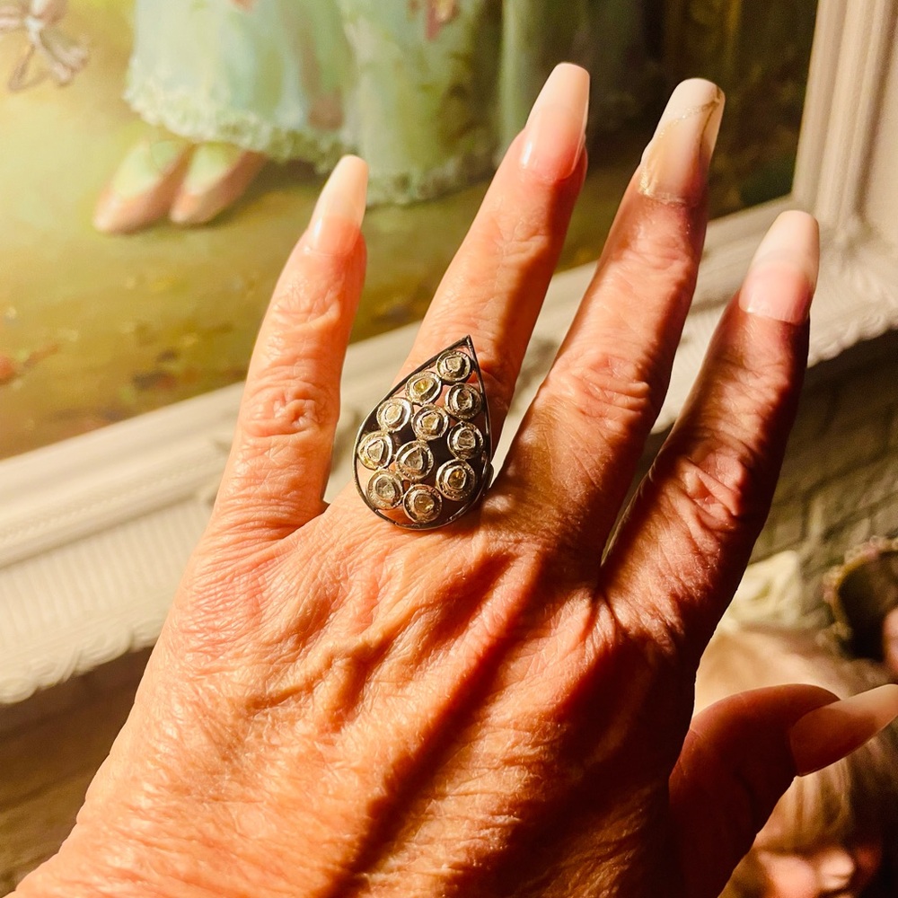 Diamond and sterling silver ring